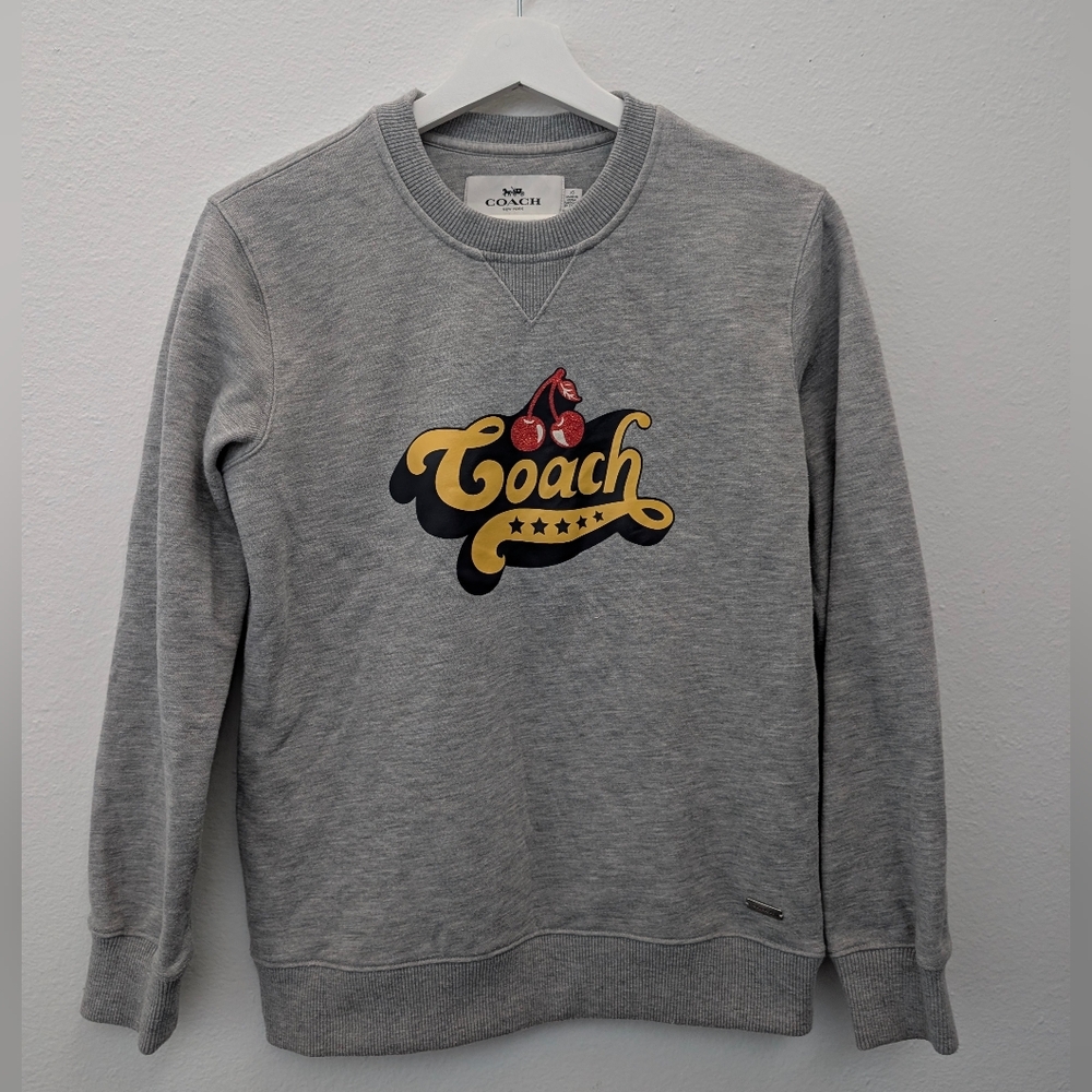 RARE Coach Grey Cherry Logo sweatshirt crewneck sweater XS
